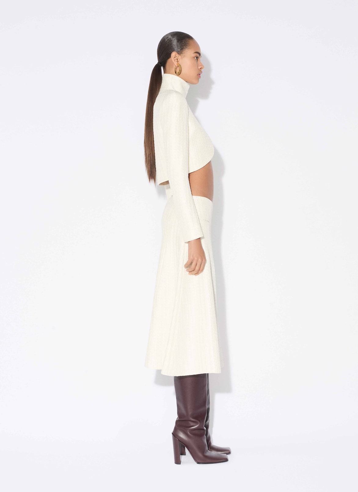 SILK SLIT SKIRT ALAÏA IVORY SILK SLIT SKIRT